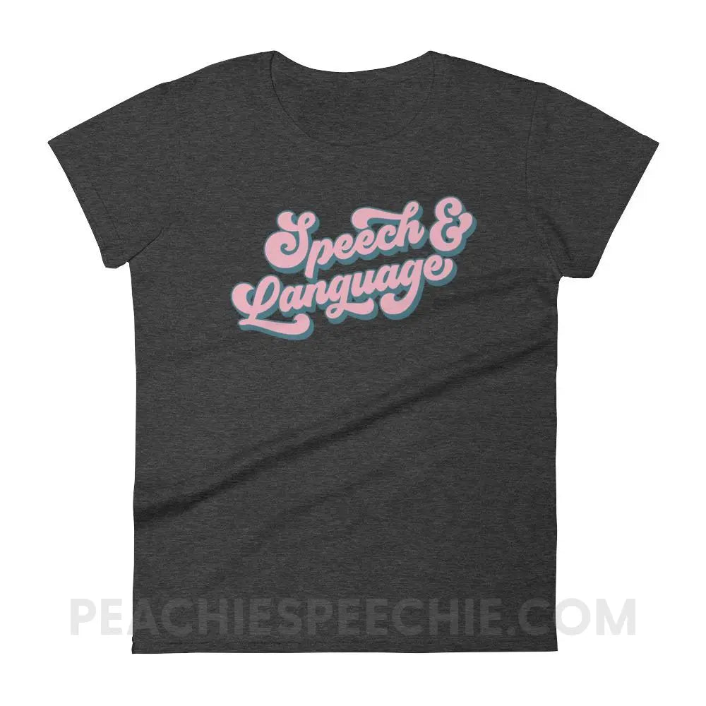 Groovy Speech & Language Women’s Trendy Tee - Heather Dark Grey / S T-Shirts Tops peachiespeechie.com