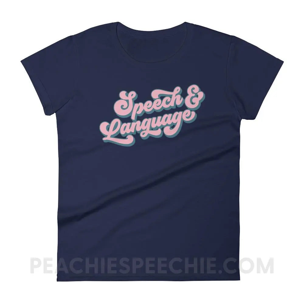 Groovy Speech & Language Women’s Trendy Tee - Navy / S T-Shirts Tops peachiespeechie.com