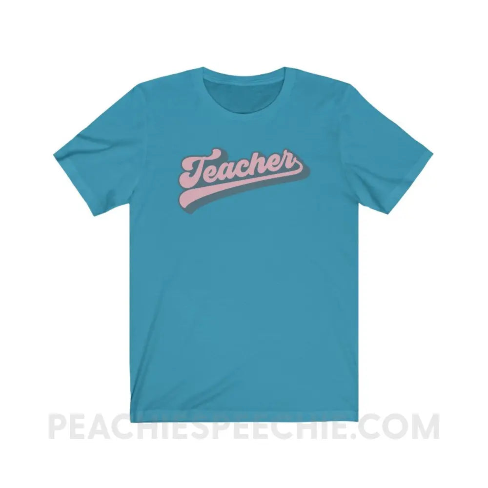 Groovy Teacher Premium Soft Tee - Aqua / XS - T-Shirt peachiespeechie.com