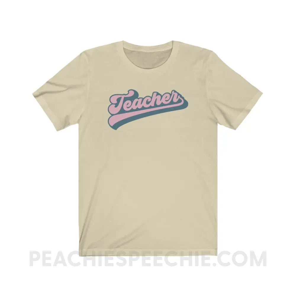 Groovy Teacher Premium Soft Tee - Natural / XS - T-Shirt peachiespeechie.com