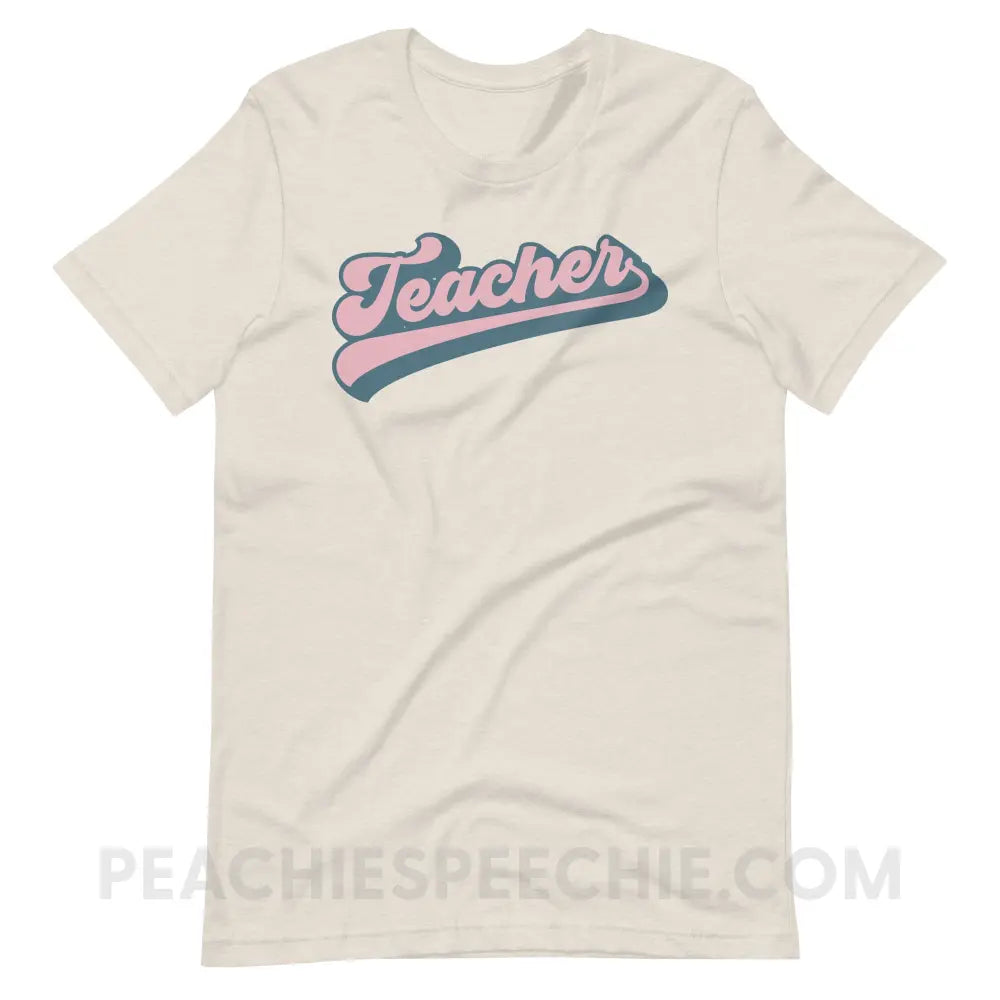 Groovy Teacher Premium Soft Tee - Heather Dust / S - T-Shirt peachiespeechie.com