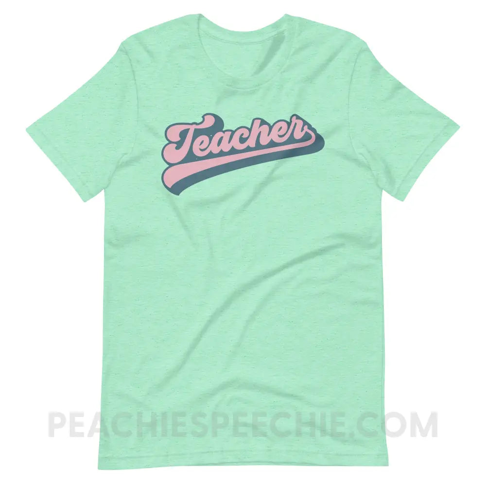 Groovy Teacher Premium Soft Tee - Heather Mint / S - T-Shirt peachiespeechie.com