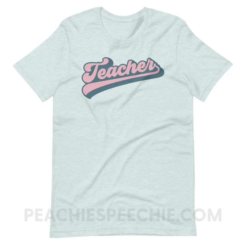 Groovy Teacher Premium Soft Tee - Heather Prism Ice Blue / XS - T-Shirt peachiespeechie.com