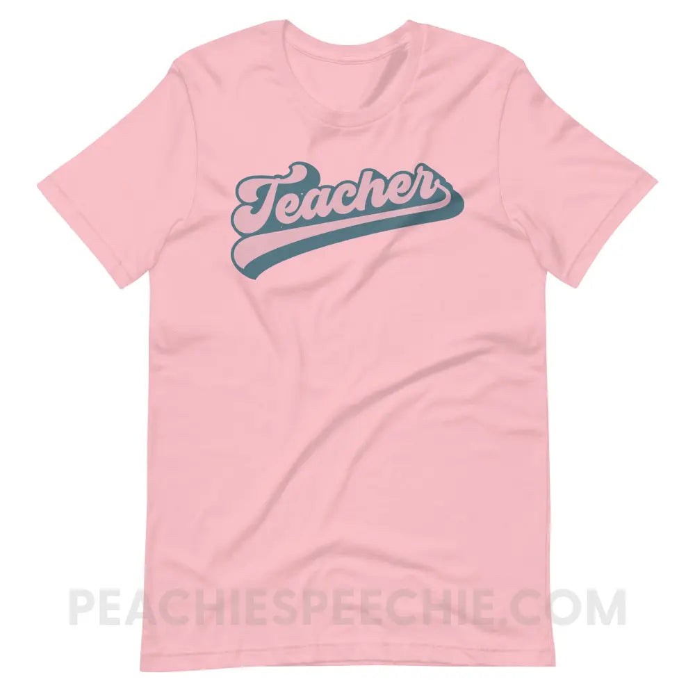 Groovy Teacher Premium Soft Tee - Pink / XL - T-Shirt peachiespeechie.com