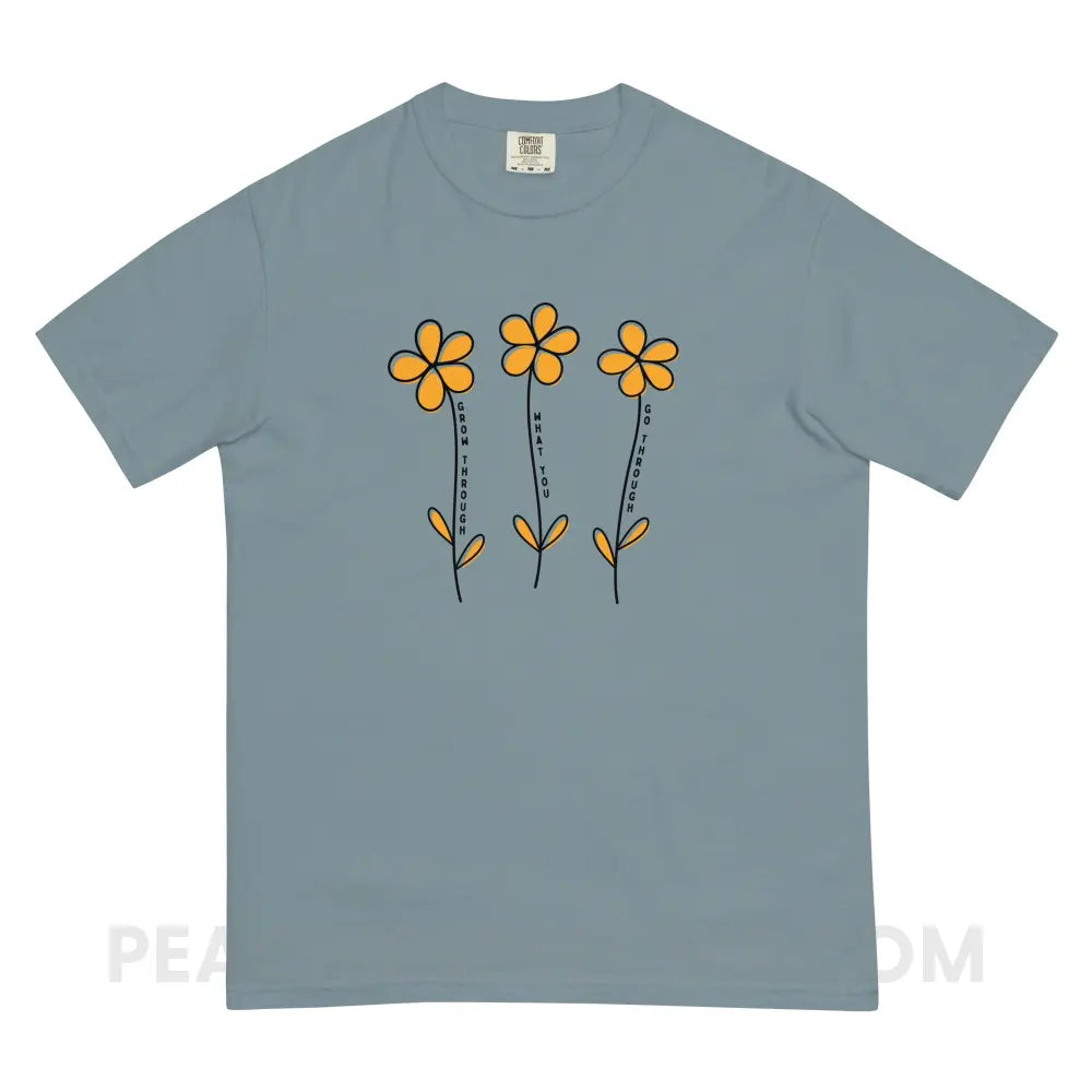 Grow Through What You Go Comfort Colors Tee - Ice Blue / S - T-Shirt peachiespeechie.com