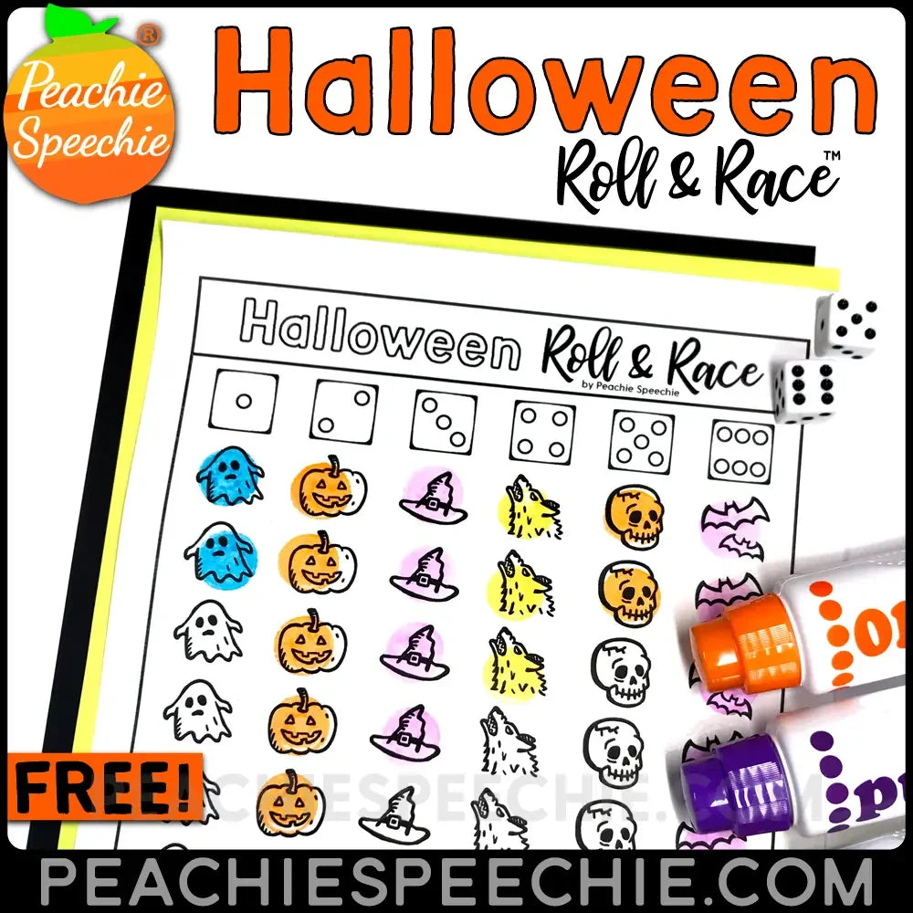Halloween Roll and Race - Open Ended Dice Game - Materials - peachiespeechie.com