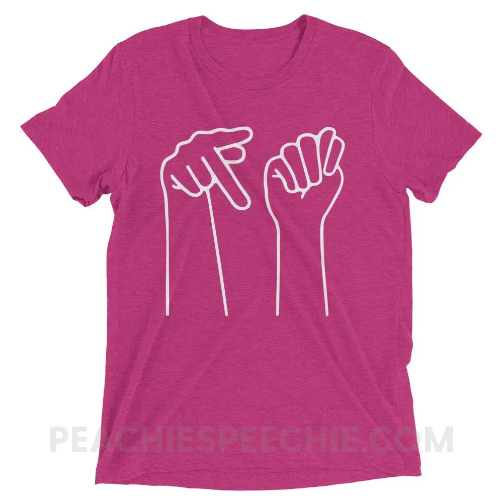 PT Hands Tri-Blend Tee - Berry Triblend / XS - T-Shirts & Tops peachiespeechie.com