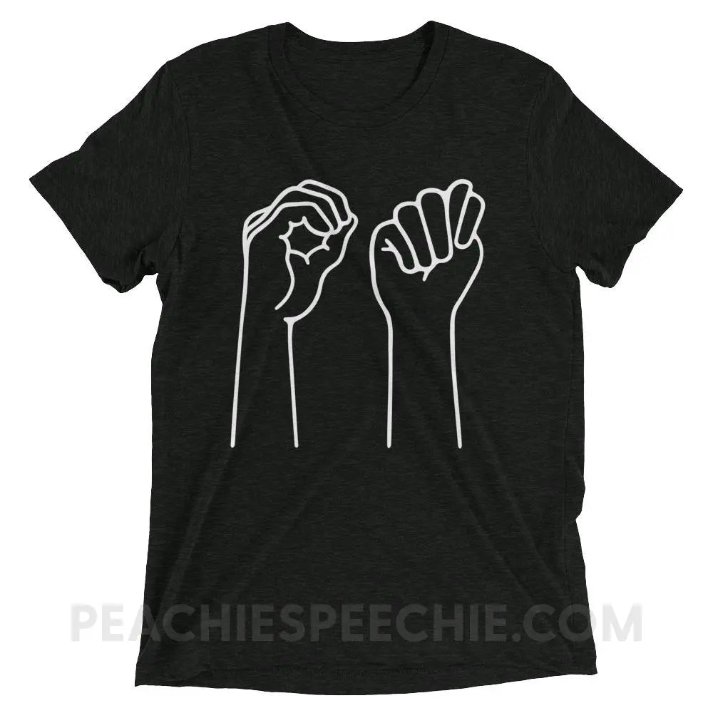 OT Hands Tri-Blend Tee - Charcoal-Black Triblend / XS - T-Shirts & Tops peachiespeechie.com