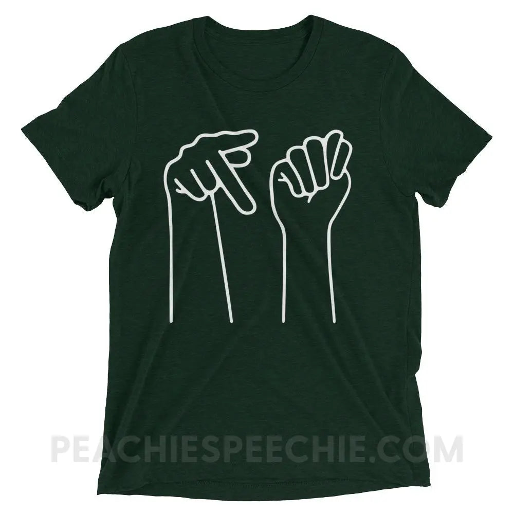 PT Hands Tri-Blend Tee - Emerald Triblend / XS - T-Shirts & Tops peachiespeechie.com