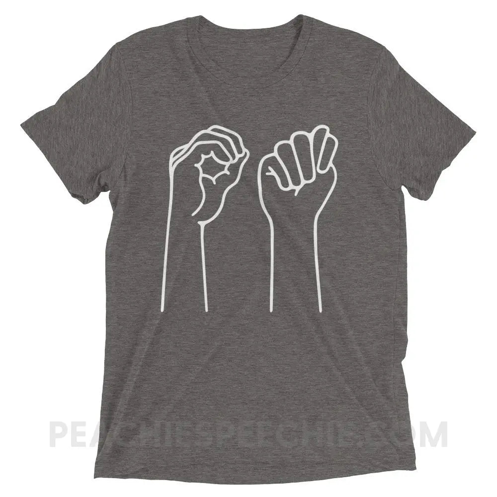 OT Hands Tri-Blend Tee - Grey Triblend / XS - T-Shirts & Tops peachiespeechie.com