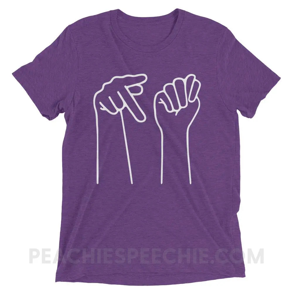 PT Hands Tri-Blend Tee - Purple Triblend / XS - T-Shirts & Tops peachiespeechie.com
