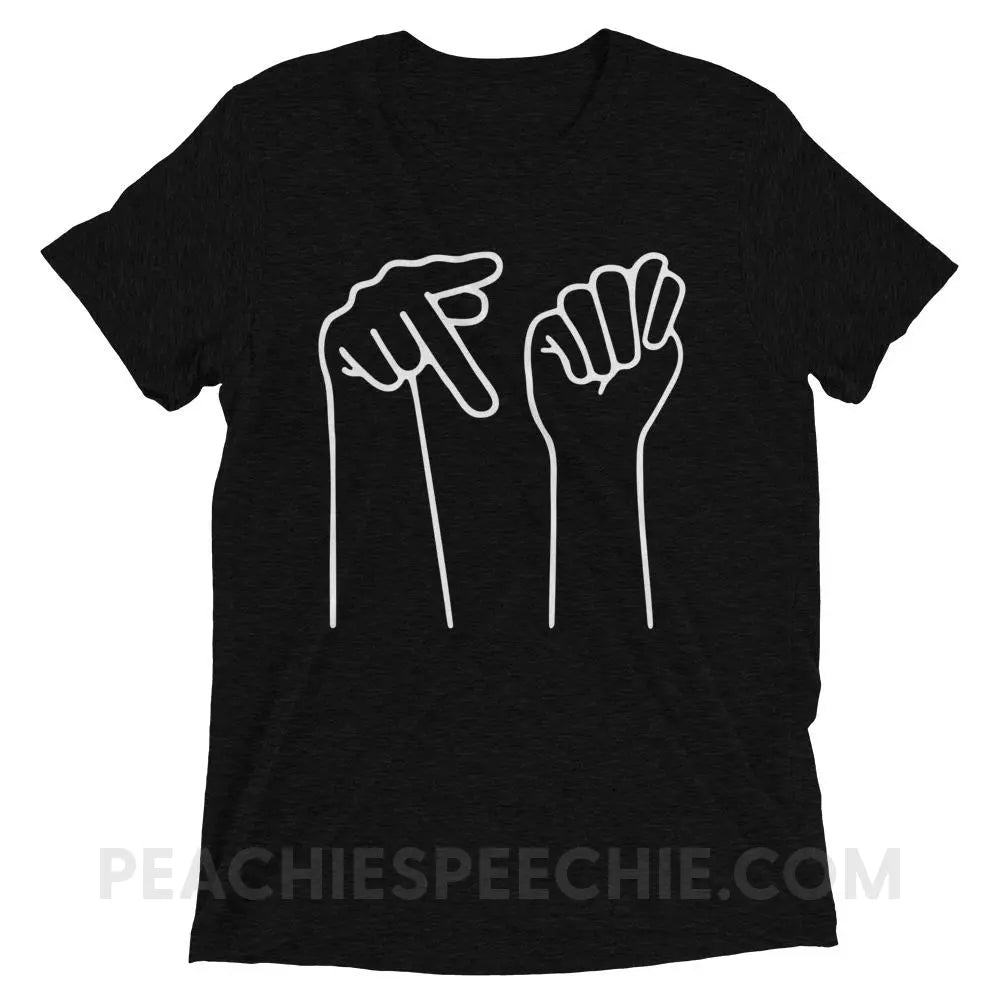 PT Hands Tri-Blend Tee - Solid Black Triblend / XS - T-Shirts & Tops peachiespeechie.com