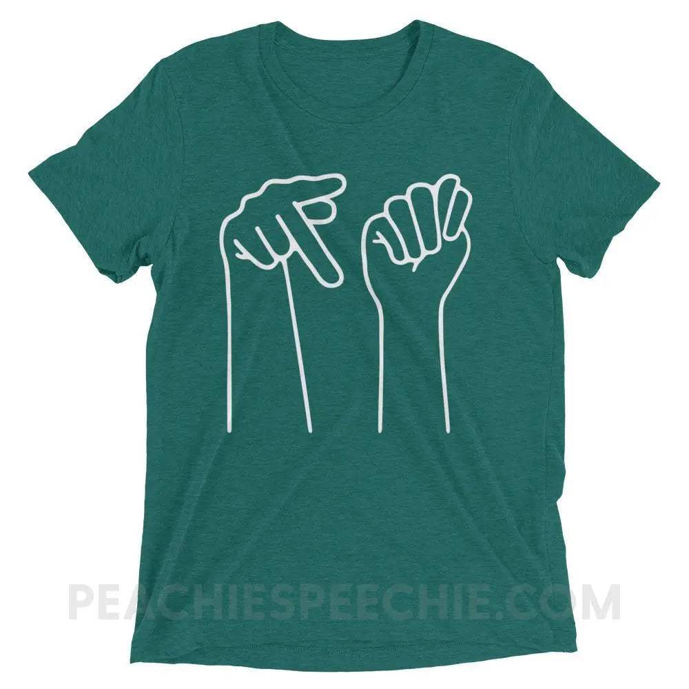 PT Hands Tri-Blend Tee - Teal Triblend / XS - T-Shirts & Tops peachiespeechie.com