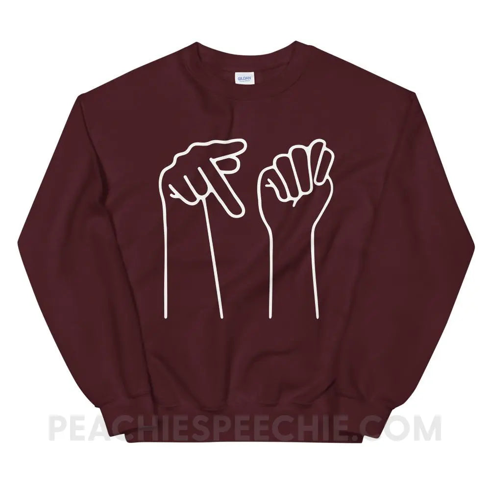 PT Hands Classic Sweatshirt - Maroon / S - Hoodies & Sweatshirts peachiespeechie.com