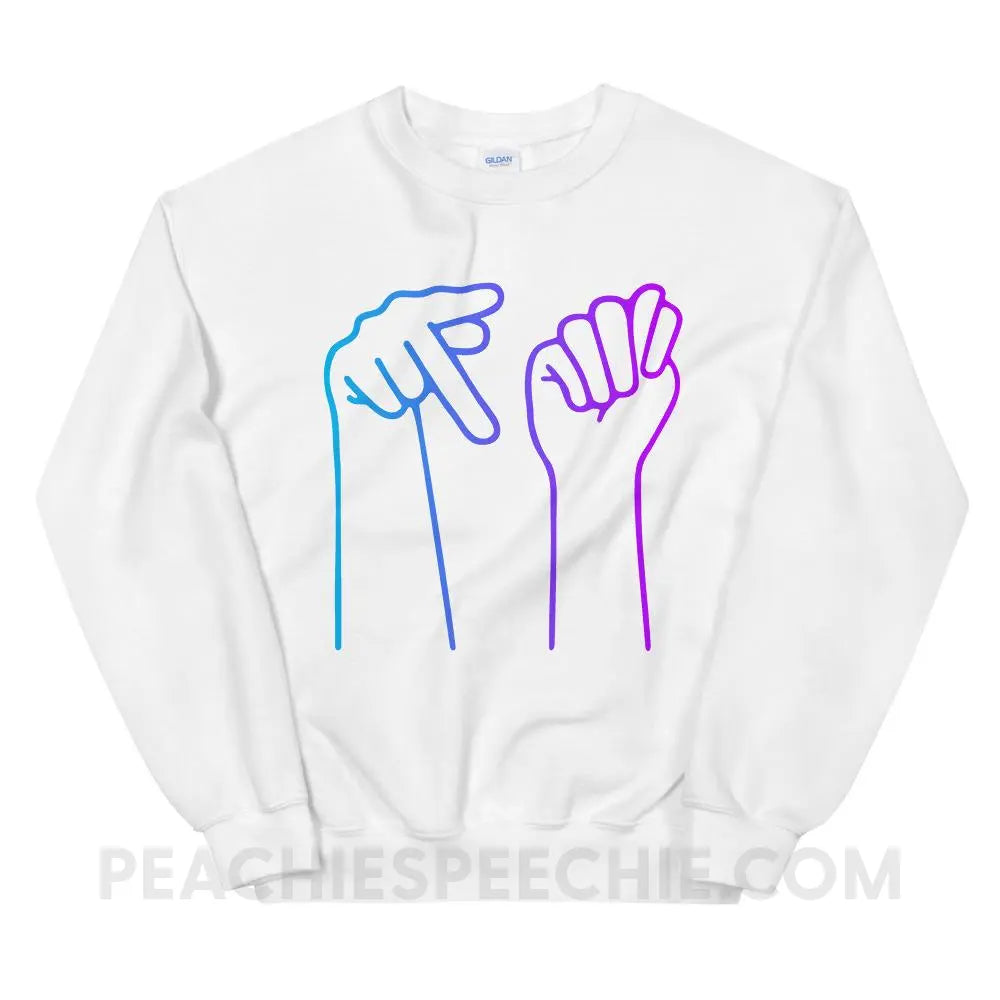 PT Hands Classic Sweatshirt - White / S - Hoodies & Sweatshirts peachiespeechie.com