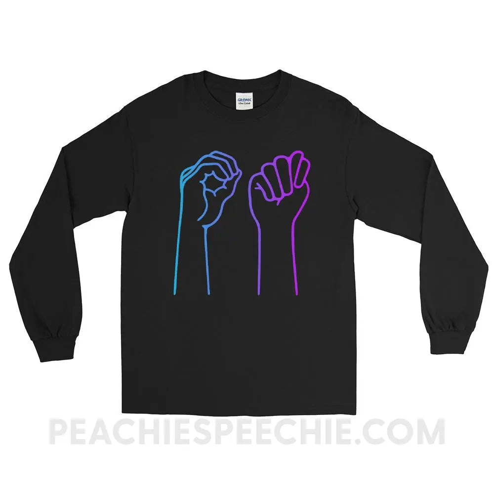 OT Hands Long Sleeve Tee - Black / S - T-Shirts & Tops peachiespeechie.com