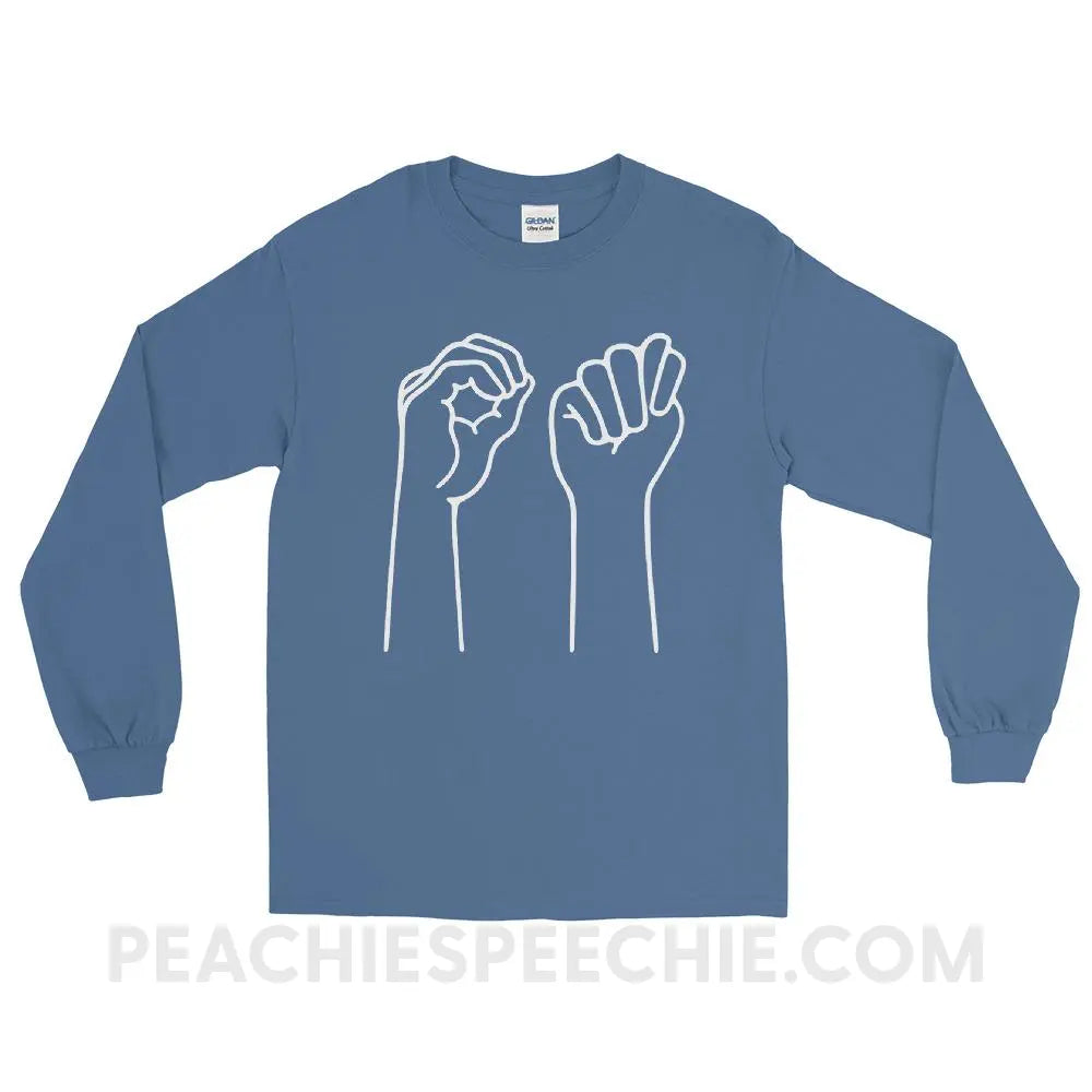OT Hands Long Sleeve Tee - Indigo Blue / S - T-Shirts & Tops peachiespeechie.com