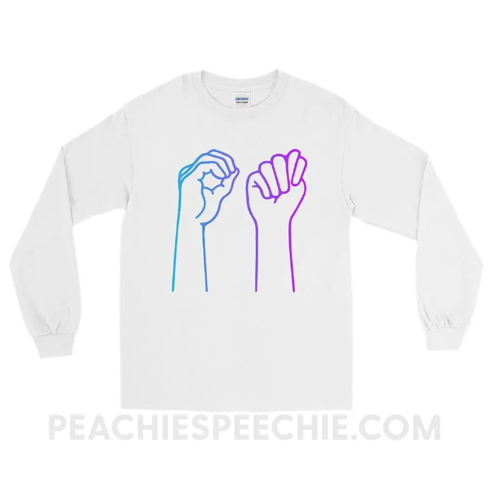 OT Hands Long Sleeve Tee - White / S - T-Shirts & Tops peachiespeechie.com