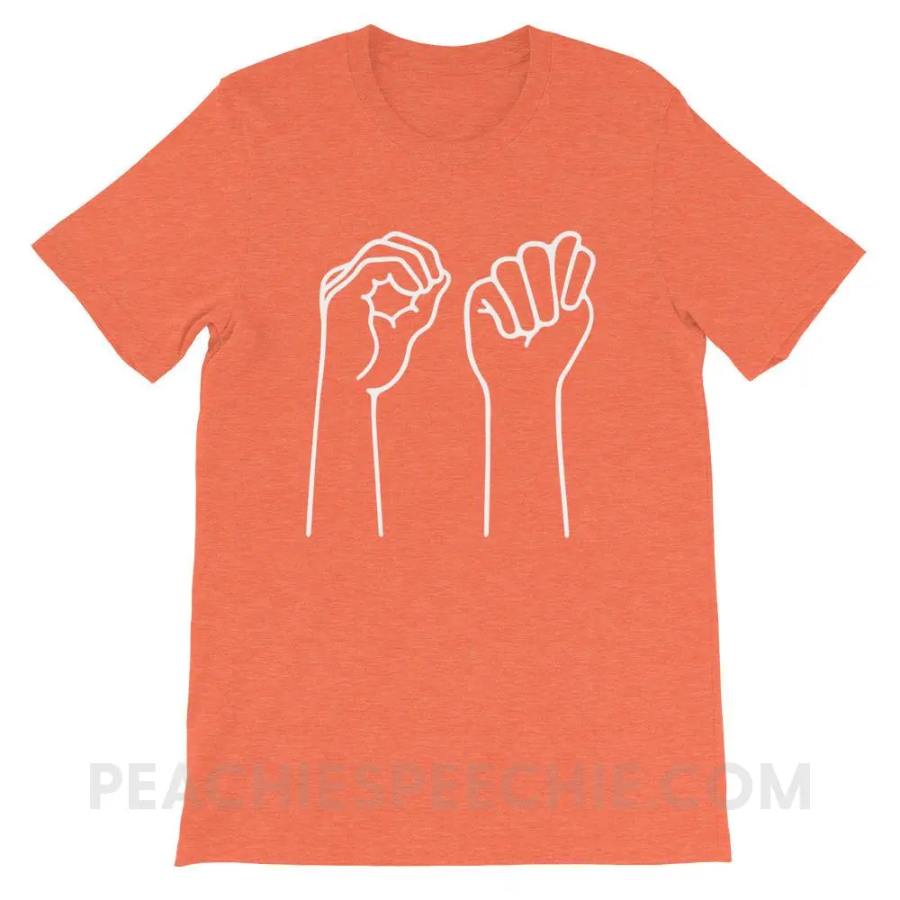 OT Hands Premium Soft Tee - Heather Orange / S - T-Shirts & Tops peachiespeechie.com