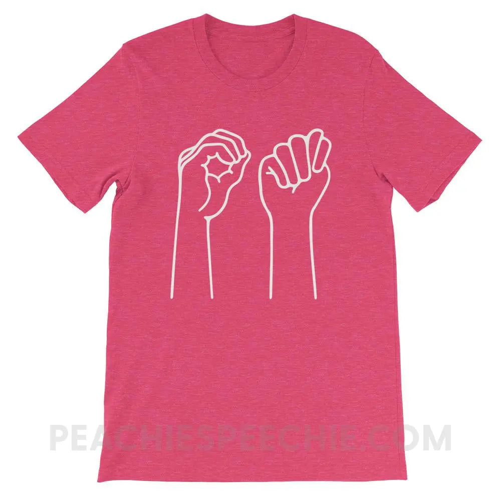 OT Hands Premium Soft Tee - Heather Raspberry / S - T-Shirts & Tops peachiespeechie.com