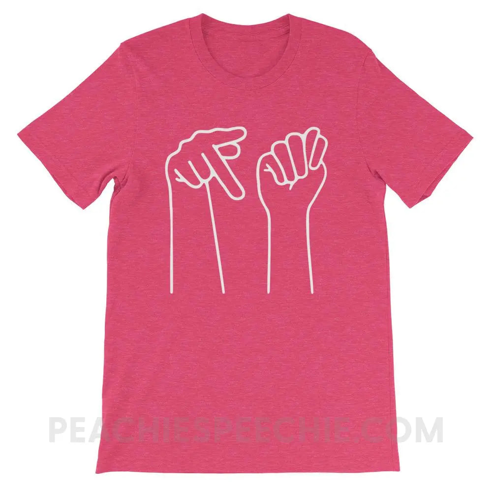 PT Hands Premium Soft Tee - Heather Raspberry / S - T-Shirts & Tops peachiespeechie.com