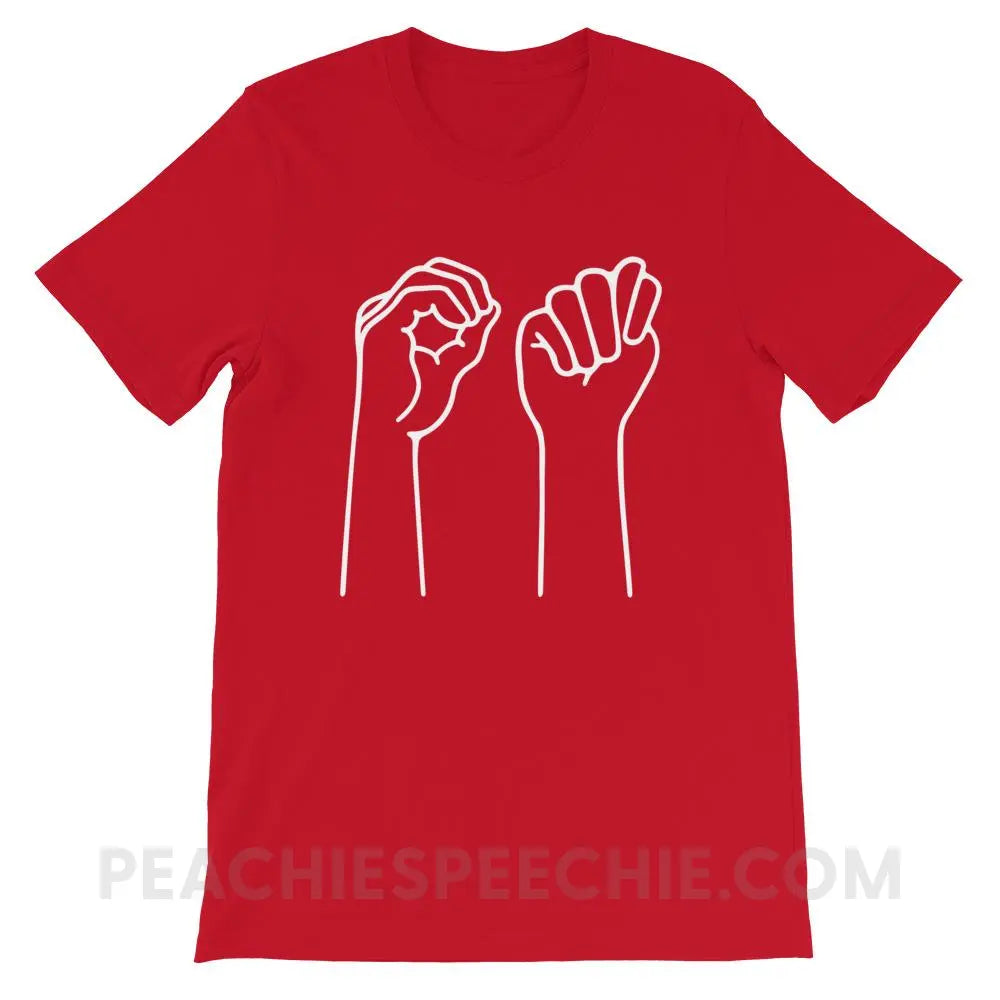 OT Hands Premium Soft Tee - Red / S - T-Shirts & Tops peachiespeechie.com