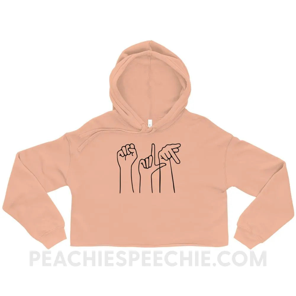SLP Hands Soft Crop Hoodie - Peach / S - Hoodies & Sweatshirts peachiespeechie.com