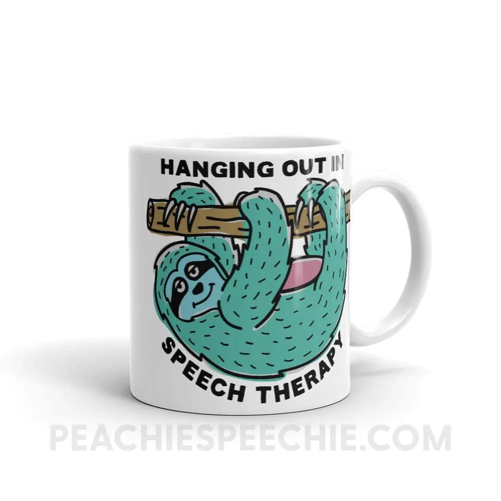 Hanging Out In Speech Sloth Mug - 11oz - Mugs peachiespeechie.com