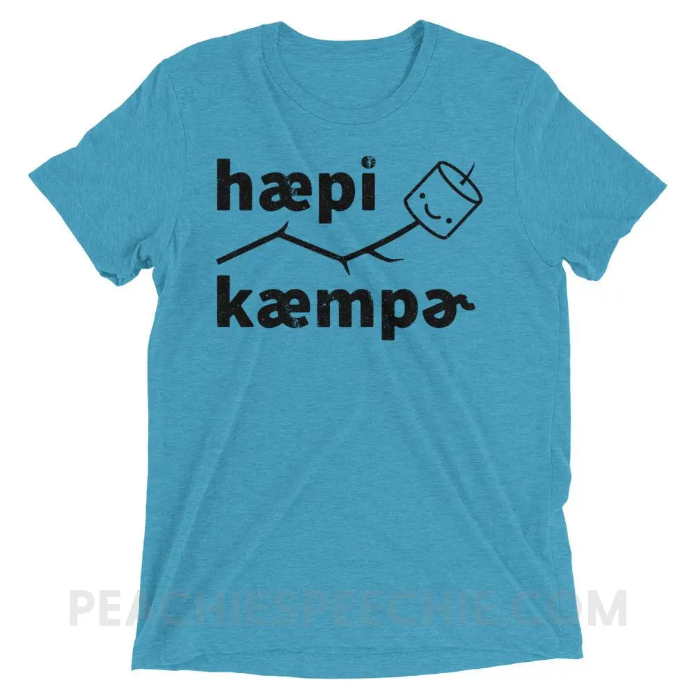 Happy Camper in IPA Tri-Blend Tee - Aqua Triblend / XS - T-Shirts & Tops peachiespeechie.com