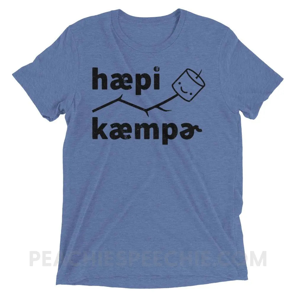 Happy Camper in IPA Tri-Blend Tee - Blue Triblend / XS - T-Shirts & Tops peachiespeechie.com