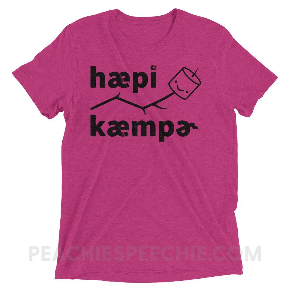 Happy Camper in IPA Tri-Blend Tee - Berry Triblend / XS - T-Shirts & Tops peachiespeechie.com