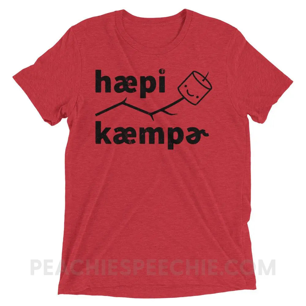 Happy Camper in IPA Tri-Blend Tee - Red Triblend / XS - T-Shirts & Tops peachiespeechie.com