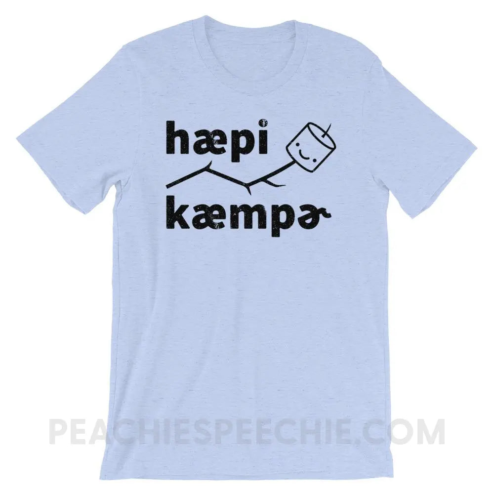 Happy Camper in IPA Premium Soft Tee - Heather Blue / S - T-Shirts & Tops peachiespeechie.com