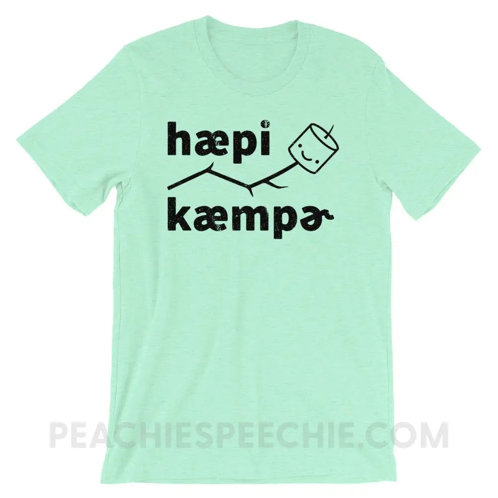 Happy Camper in IPA Premium Soft Tee - Heather Mint / S - T-Shirts & Tops peachiespeechie.com