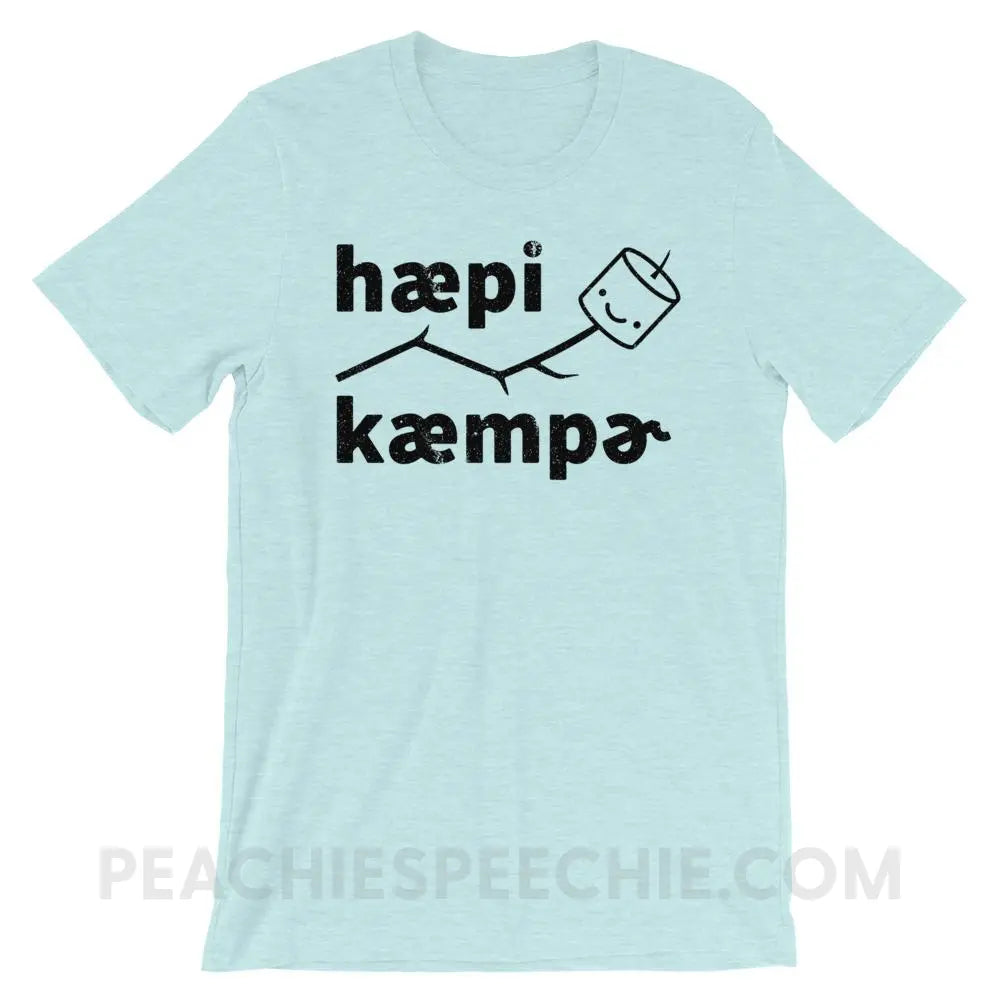 Happy Camper in IPA Premium Soft Tee - Heather Prism Ice Blue / XS - T-Shirts & Tops peachiespeechie.com