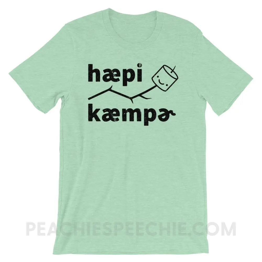 Happy Camper in IPA Premium Soft Tee - Heather Prism Mint / XS - T-Shirts & Tops peachiespeechie.com