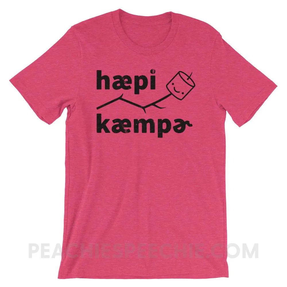 Happy Camper in IPA Premium Soft Tee - Heather Raspberry / S - T-Shirts & Tops peachiespeechie.com