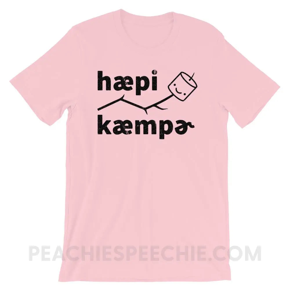 Happy Camper in IPA Premium Soft Tee - Pink / S - T-Shirts & Tops peachiespeechie.com