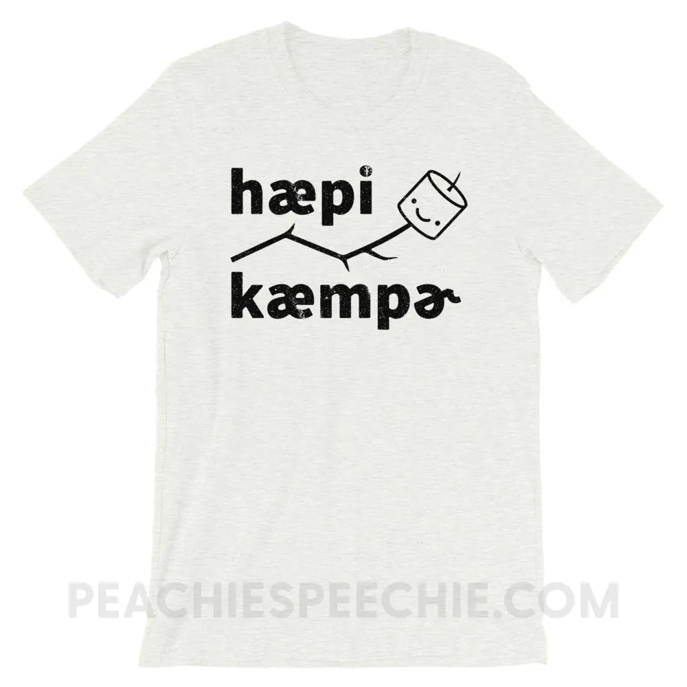 Happy Camper in IPA Premium Soft Tee - Ash / S - T-Shirts & Tops peachiespeechie.com