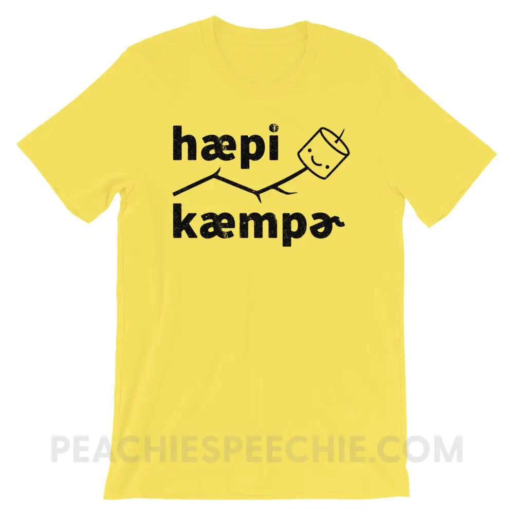 Happy Camper in IPA Premium Soft Tee - Yellow / S - T-Shirts & Tops peachiespeechie.com