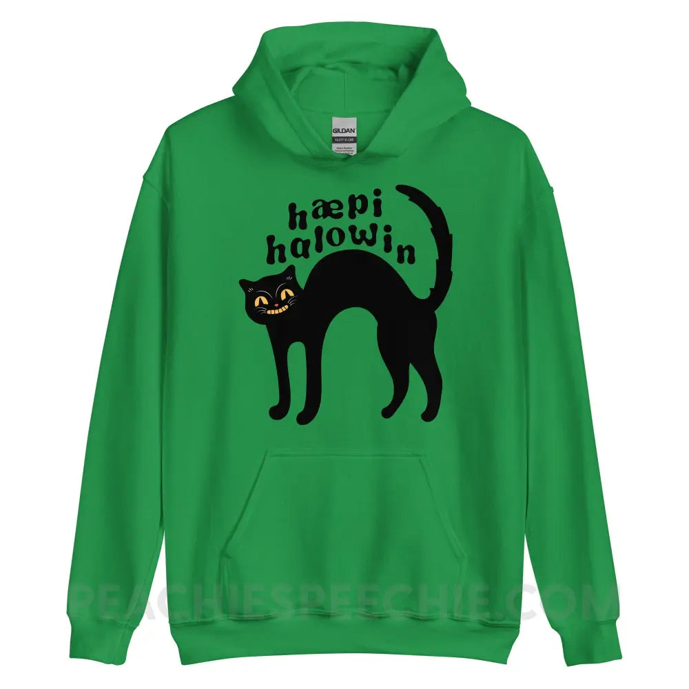 Happy Halloween IPA Black Cat Classic Hoodie - Irish Green / S - peachiespeechie.com