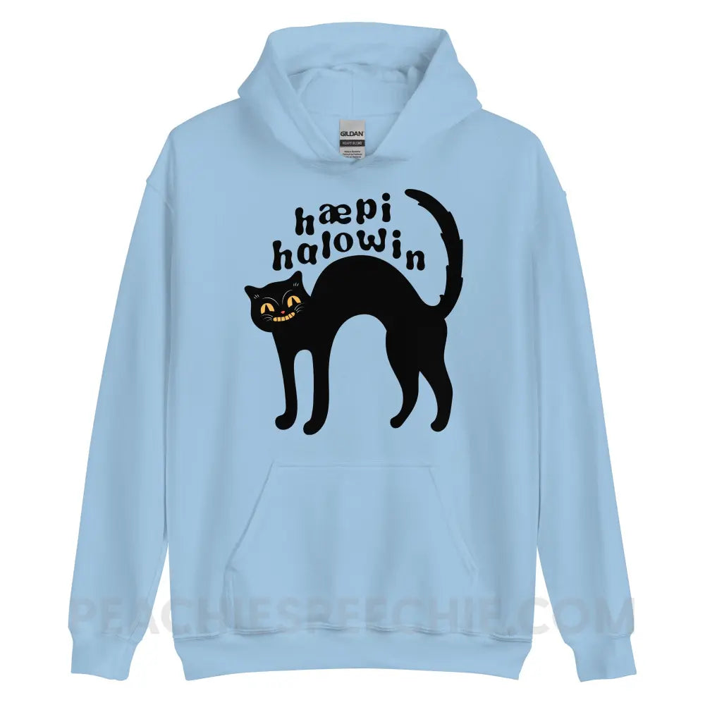 Happy Halloween IPA Black Cat Classic Hoodie - Light Blue / S - peachiespeechie.com