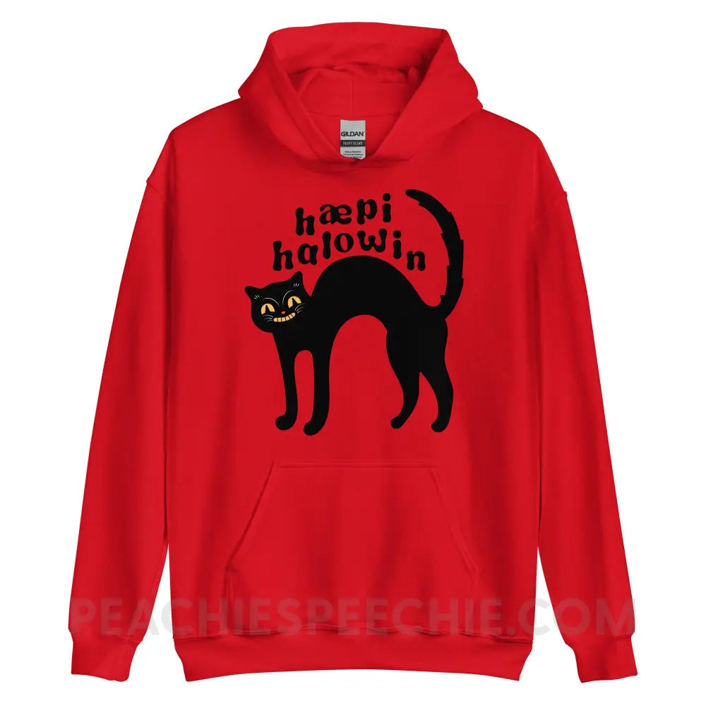 Happy Halloween IPA Black Cat Classic Hoodie - Red / S - peachiespeechie.com