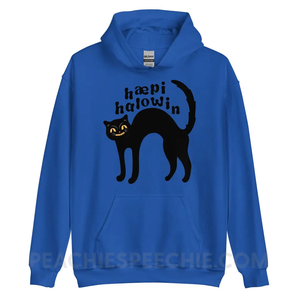 Happy Halloween IPA Black Cat Classic Hoodie - Royal / S - peachiespeechie.com