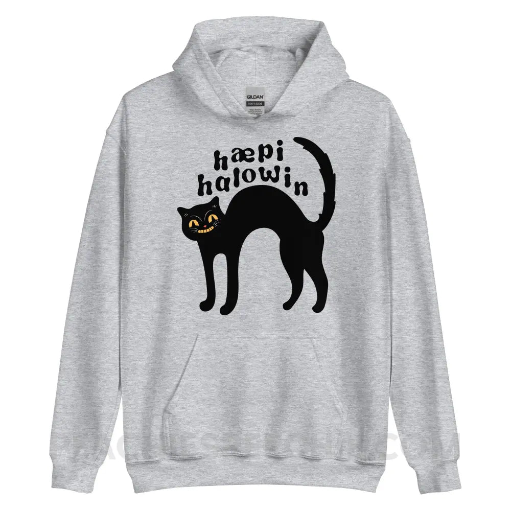 Happy Halloween IPA Black Cat Classic Hoodie - Sport Grey / S - peachiespeechie.com