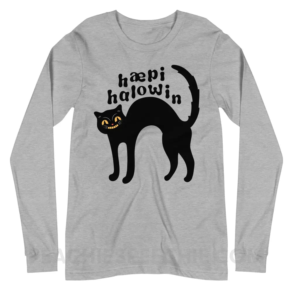Happy Halloween IPA Black Cat Premium Long Sleeve - Athletic Heather / XS - peachiespeechie.com