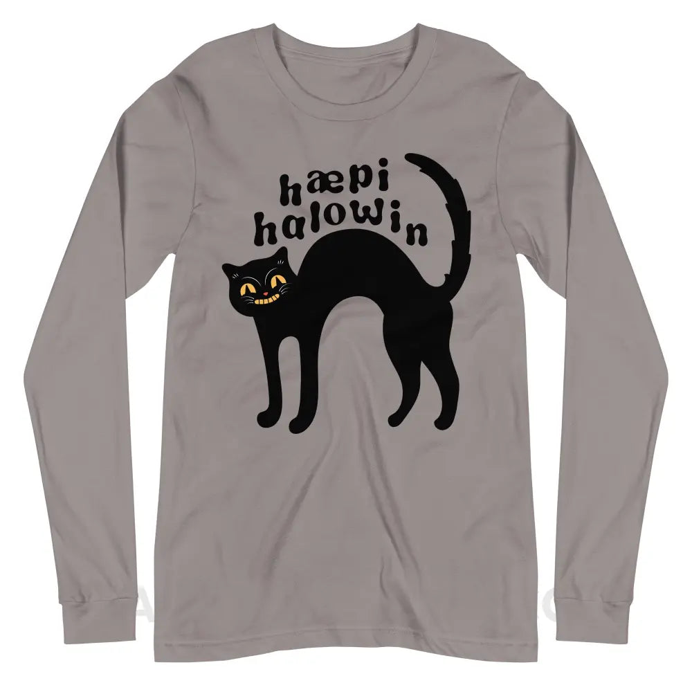 Happy Halloween IPA Black Cat Premium Long Sleeve - Storm / XS - peachiespeechie.com