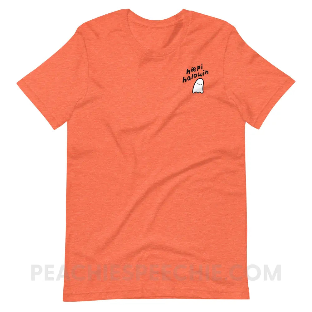 Happy Halloween Ghost IPA Premium Soft Tee - Heather Orange / S - T-Shirt peachiespeechie.com