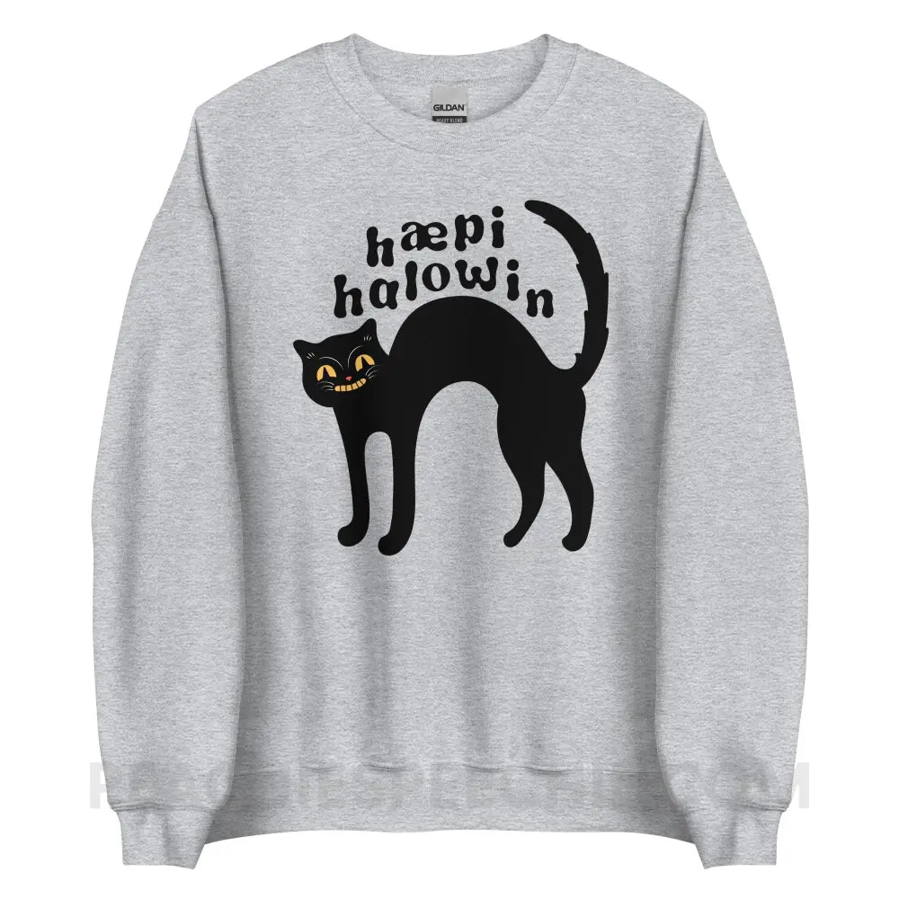 Happy Halloween IPA Black Cat Classic Sweatshirt - Sport Grey / S peachiespeechie.com