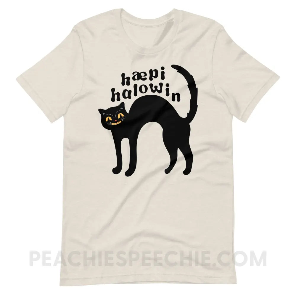 Happy Halloween IPA Black Cat Premium Soft Tee - Heather Dust / S - peachiespeechie.com